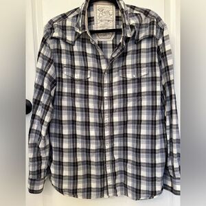 FCUK Denim Clothing Vintage Men’s Plaid Snap Shirt Size XL
